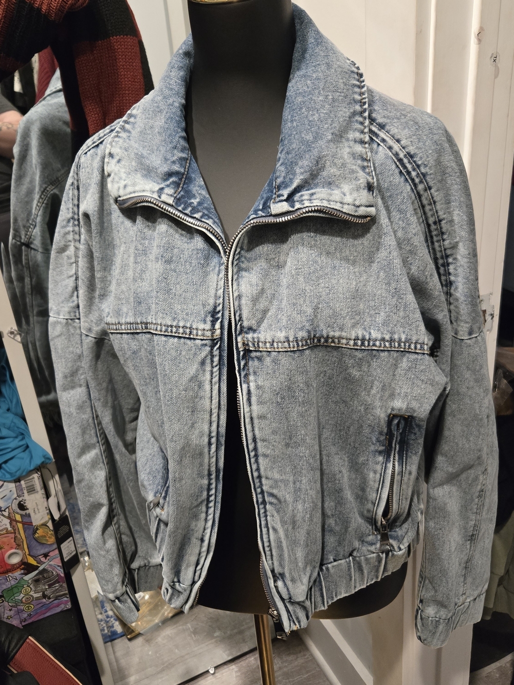 Vigoss Light Blue Washed Denim Zip-Front Jacket